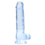 Blue fake penis with suction cup Realistic Dildo with Balls 19 cm