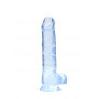 Blue fake penis with suction cup Realistic Dildo with Balls 19 cm