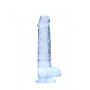 Blue fake penis with suction cup Realistic Dildo with Balls 19 cm