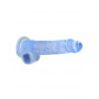 Blue fake penis with suction cup Realistic Dildo with Balls 19 cm