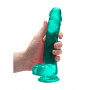 Pene finto turchese con ventosa Realistic Dildo with Balls 19 cm