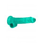 Turquoise Fake Penis with Suction Cup Realistic Dildo with Balls 19 cm