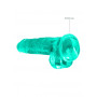 Turquoise Fake Penis with Suction Cup Realistic Dildo with Balls 19 cm