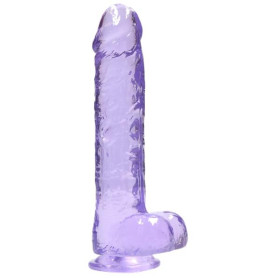 Fake Purple Penis with Suction Cup Realistic Dildo with Balls 22 cm