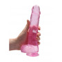 Pink fake penis with suction cup Realistic Dildo with Balls 22 cm