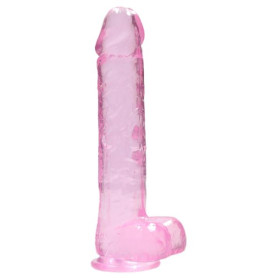 Pink fake penis with suction cup Realistic Dildo with Balls 22 cm
