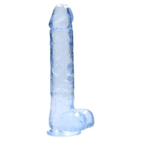 Blue fake penis with suction cup Realistic Dildo with Balls 22 cm