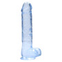 Blue fake penis with suction cup Realistic Dildo with Balls 22 cm