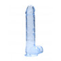 Blue fake penis with suction cup Realistic Dildo with Balls 22 cm