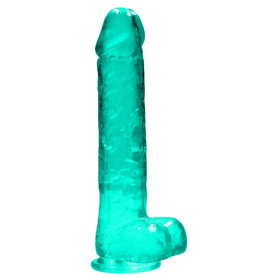 Fake turquoise penis with suction cup Realistic Dildo with Balls 22 cm