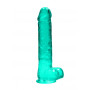 Fake turquoise penis with suction cup Realistic Dildo with Balls 22 cm