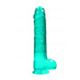 Fake turquoise penis with suction cup Realistic Dildo with Balls 22 cm