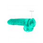 Fake turquoise penis with suction cup Realistic Dildo with Balls 22 cm