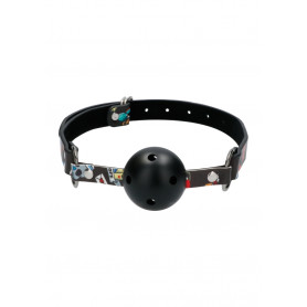 Bite Breatheable Ball Gag - Old School Tattoo Style - Black