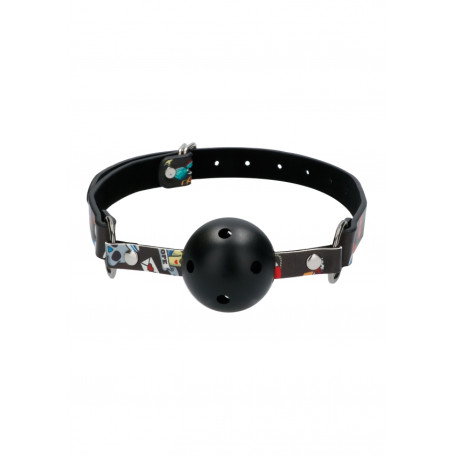 Bite Breatheable Ball Gag - Old School Tattoo Style - Black