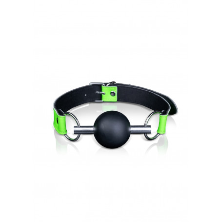 Bondage Bite Solid Ball Gag - Glow in the Dark - Neon Green/Black