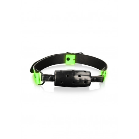 Bite Cylinder Gag - Glow in the Dark - Neon Green/Black