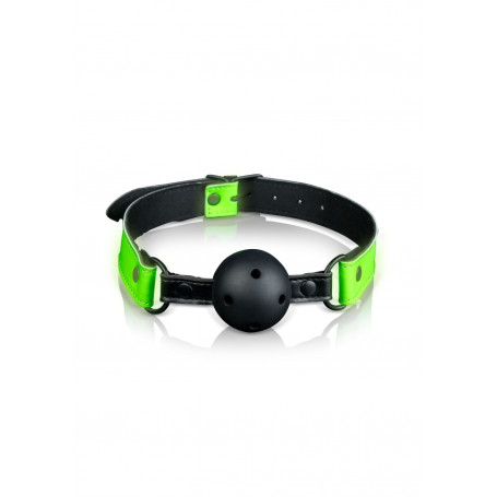 Bite Breathable Ball Gag - Glow in the Dark - Neon Green/Black