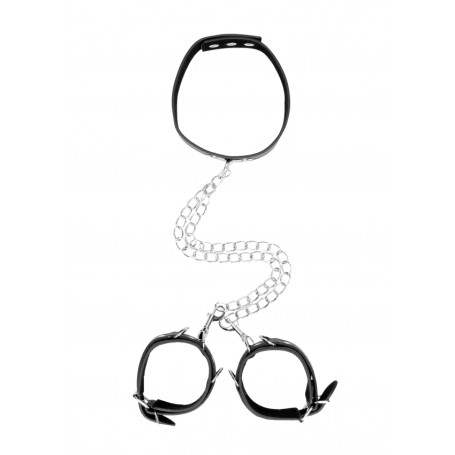 Collare con polsini Bonded Leather Collar With Hand Cuffs