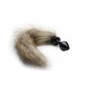 Plug with tail Fox Tail Buttplug - Black