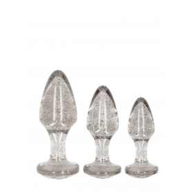 Anal Plug Kit Acrylic Silverchip Butt Plug Set - Silver