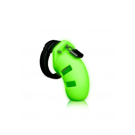 Model 20 Cock Cage Chastity Belt - 3.5" - GitD - Neon Green/Black