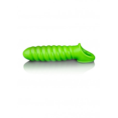 Penis Sheath Swirl Stretchy Penis Sleeve - Glow in the Dark - Neon Green