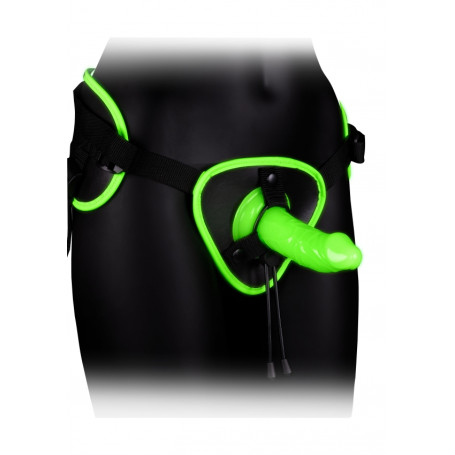 Fallo indossabile Strap-on Harness - Glow in the Dark - Neon Green/Black