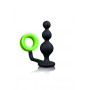 Phallic Ring with Plug Beads Butt Plug with Cock Ring - GitD - Neon Green/Black