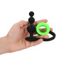 Phallic Ring with Plug Beads Butt Plug with Cock Ring - GitD - Neon Green/Black