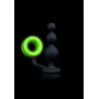 Phallic Ring with Plug Beads Butt Plug with Cock Ring - GitD - Neon Green/Black