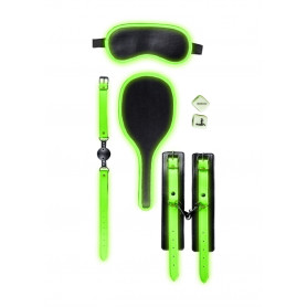 Sadomasochistic Set Bondage Kit 1 - Glow in the Dark - Neon Green/Black