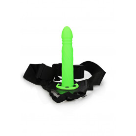 Twisted Hollow Strap-on - 8'' / 20 cm - GitD - Neon Green