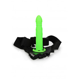 fallo indossabile Twisted Hollow Strap-on - 8'' / 20 cm - GitD - Neon Green
