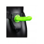 Twisted Hollow Strap-on - 8'' / 20 cm - GitD - Neon Green