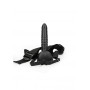 Ribbed Hollow Strap-on with Balls - 8'' / 21 cm - Black