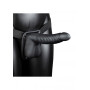 Ribbed Hollow Strap-on with Balls - 8'' / 21 cm - Black