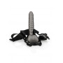 Fallo cavo indossabile Ribbed Hollow Strap-on with Balls - 8'' / 21 cm - Gun Metal