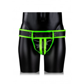 Men's Suspension Striped Jock Strap - GitD - Neon Green/Black