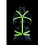 Pettorina bondage body Harness - Glow in the Dark - Neon Green/Black