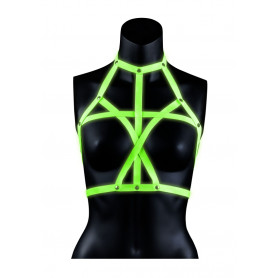Pettorina bondage Bra Harness - Glow in the Dark - Neon Green/Black