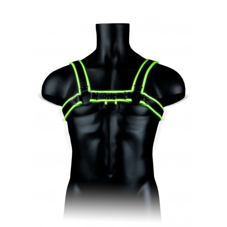 Imbragatura uomo fosforescente Chest Bulldog Harness - GitD - Neon Green/Black