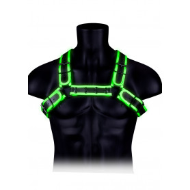 Pettorina sadomaso fosforescente Buckle Bulldog Harness - GitD - Neon Green/Black