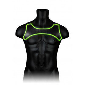 Men's Eco Leather Harness Neoprene Harness - Glow in the Dark - Neon Green/Black