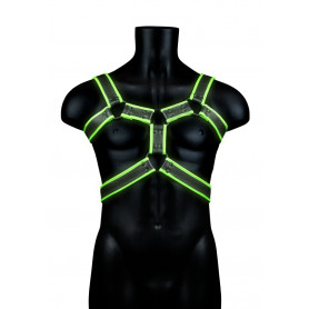 Men's Adjustable Harness Body Harness - Glow in the Dark - Neon Green/Black
