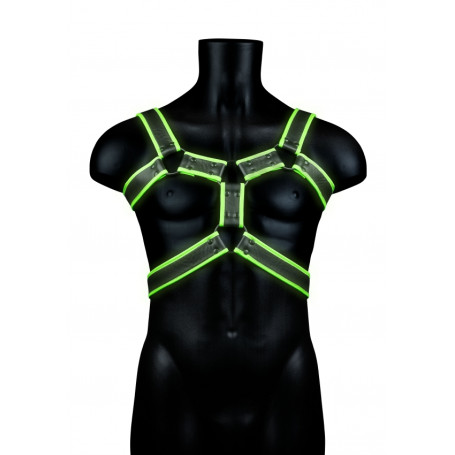 Men's Adjustable Harness Body Harness - Glow in the Dark - Neon Green/Black