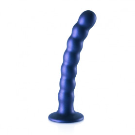 Vaginal dildo with suction cup Beaded G-Spot Dildo 6,5'' / 16,5 CM METALLIC BLUE