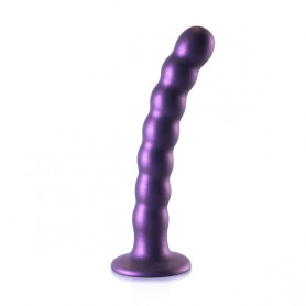 Dildo vaginale con ventosa a sfere Beaded G-Spot Dildo 6,5'' / 16,5 cm Metallic Purple