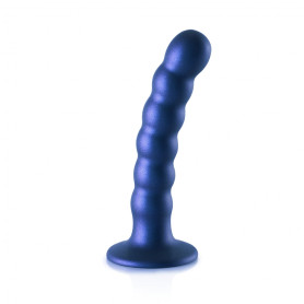 Vaginal dildo with suction cup Beaded G-Spot Dildo 5'' / 13 cm Metallic Blue