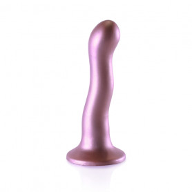 Vaginal dildo with suction cup Ultra Soft Curvy G-Spot Dildo 7''/17 cm Rose Gold